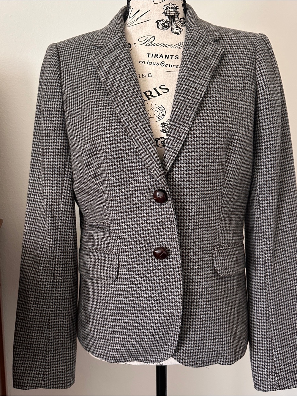J.Crew Schoolboy Wool Blend Blazer Houndstooth Brown Gray Women Size 6